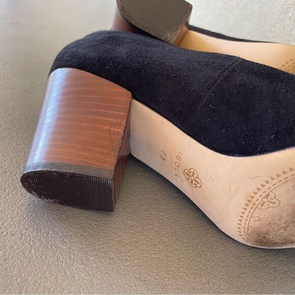 Isola Black Suede Chunky Heel Pumps Size 7.5 - Picture 5 of 11